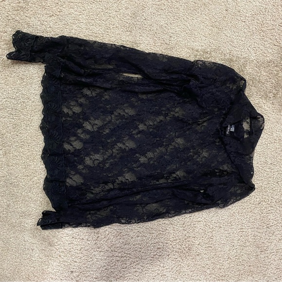 Forever 21 mock turtle neck in black see through lace - Picture 2 of 5